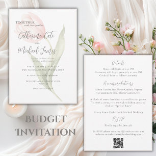 Budget Pink Tulip Floral Elegant Wedding Invitation