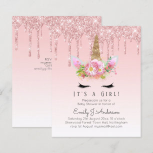 BUDGET Pink Unicorn Baby Shower Dripping Glitter