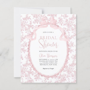 BUDGET Pink Vintage Botanical Bow Bridal Shower