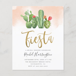 Budget Pink Watercolor Cactus Fiesta Bridal Shower