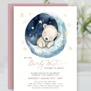 BUDGET Pink We Can Bearly Wait Girl Baby Shower Flyer