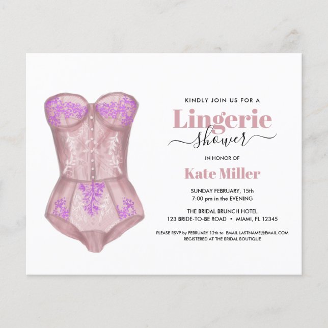 BUDGET Pink White Bustier Lingerie Bridal SHOWER (Front)
