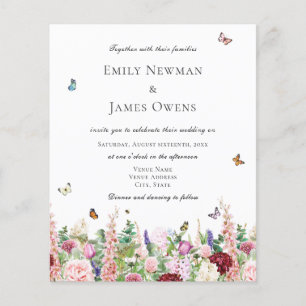 Budget Pink Wildflowers & Butterflies Wedding