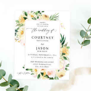 Budget Pink & Yellow Floral Wedding Flyer