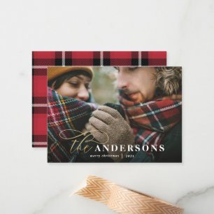 budget plaid backer 1 photo Christmas Holiday Card