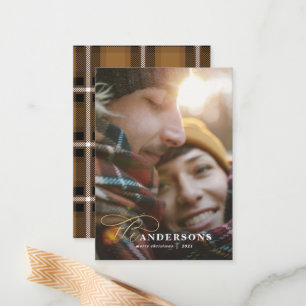 budget plaid backer 1 photo Christmas Holiday  Card