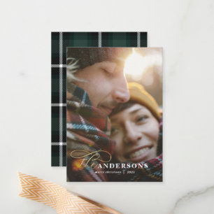 budget plaid backer 1 photo Christmas Holiday Card