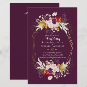 BUDGET Plum and Coral Wedding Invitations A9