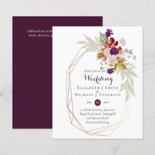 Budget Plum Blooms Ginger Floral Wedding Invites