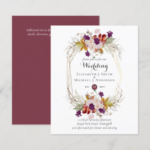 Budget plum Blush Pink Floral Wedding Invites