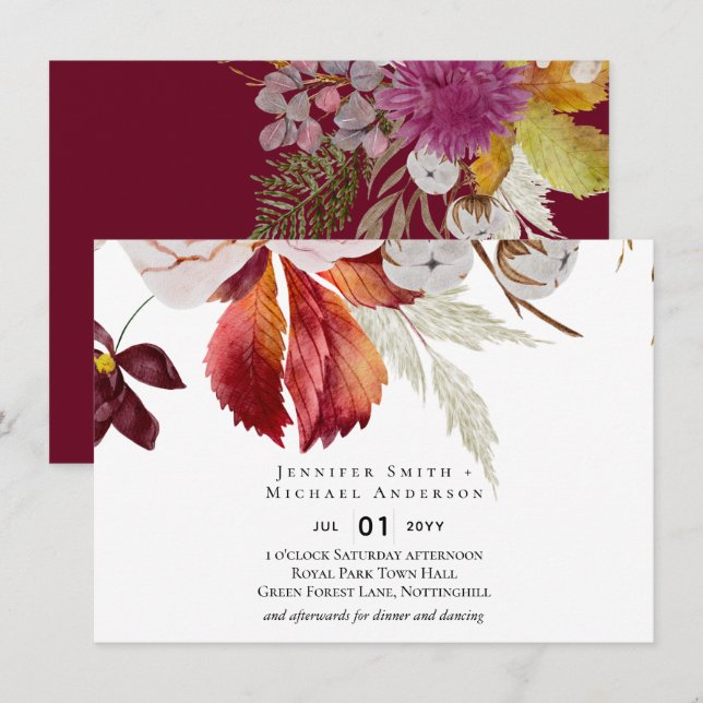 BUDGET Plum Cinnamon Wedding Fall Florals (Front/Back)