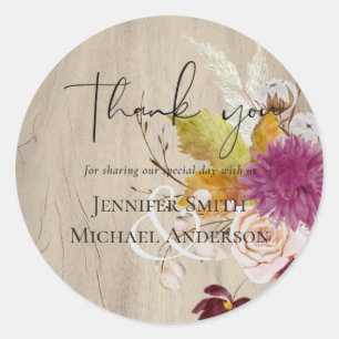 BUDGET Plum Cinnamon Wedding Fall Florals Classic Round Sticker