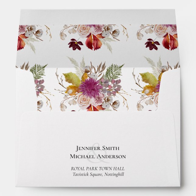 BUDGET Plum Cinnamon Wedding Fall Florals Envelope (Back (Bottom))
