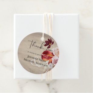 BUDGET Plum Cinnamon Wedding Fall Florals Favour Tags