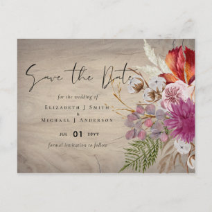 BUDGET Plum Cinnamon Wedding Fall Florals Postcard