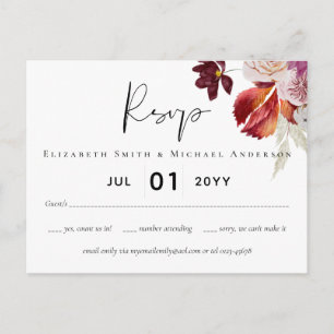 BUDGET Plum Cinnamon Wedding Fall Florals Postcard
