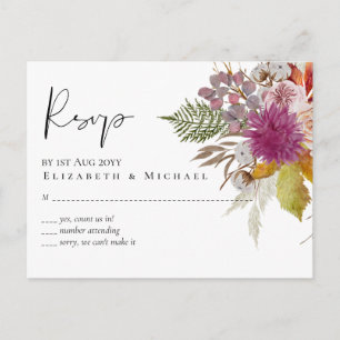 BUDGET Plum Cinnamon Wedding Fall Florals Postcard