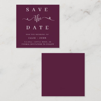 BUDGET Plum Minimalist Save The Date Invitation