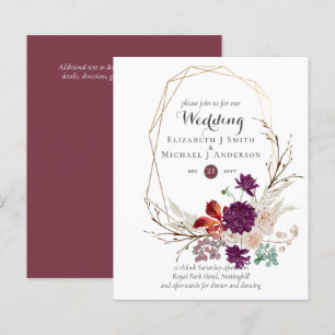Budget Plum Pink Ginger Floral Wedding Invites