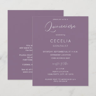 Budget Plum Purple MOD Callig Quinceanera Ceremony
