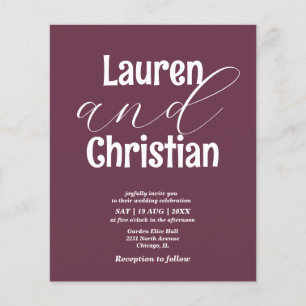 Budget Plum Scripture Wedding Invitation