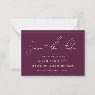 BUDGET Plum Wedding Save The Date Invitation