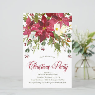 Budget Poinsettia Christmas Party Invite