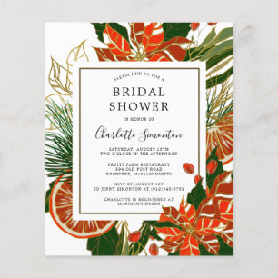 Budget Poinsettia Citrus Bridal Shower Invitation