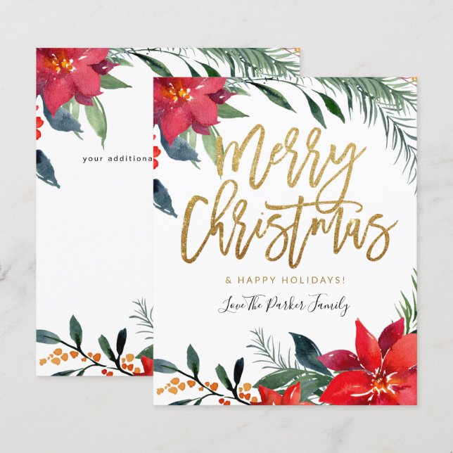 Budget Poinsettia Floral Merry Christmas (Front/Back)