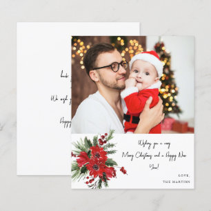 Budget Poinsettia Floral Note Photo Holiday