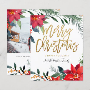 Budget Poinsettia Floral Photo Glitter Christmas