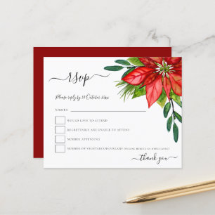 Budget Poinsettia Foliage Christmas Wedding RSVP