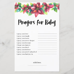 Budget Poinsettia Prayers for Baby Shower Card
