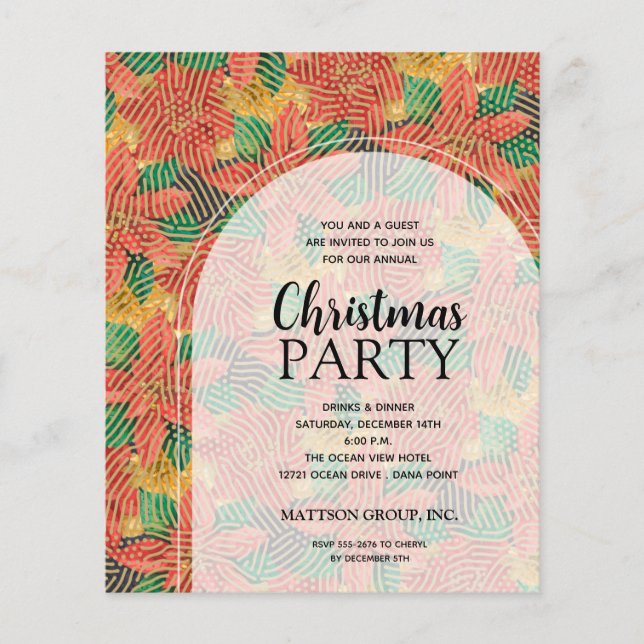 Budget Poinsettias Christmas Party Invitation Flyer (Front)