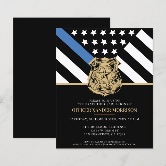 Budget Police Academy Graduation Party Invitation (Front/Back)