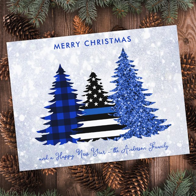 Budget Police Christmas Blue Plaid Glitter Holiday (Creator Uploaded)