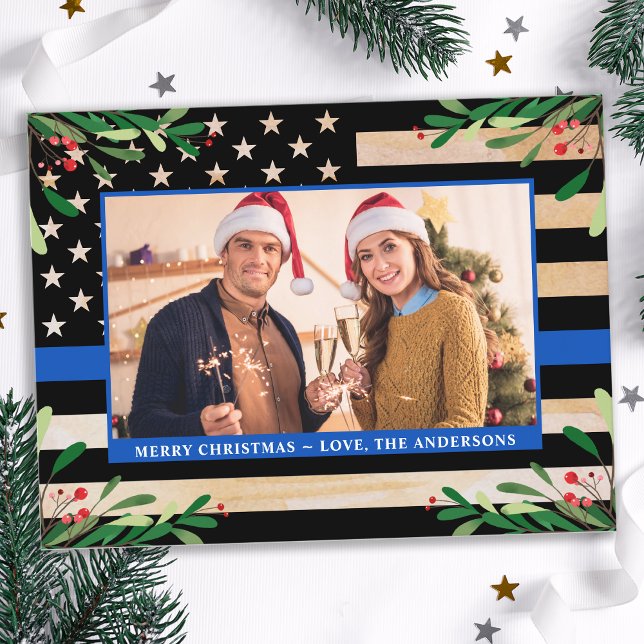  Budget Police Christmas Card Photo Thin Blue Flag (Creator Uploaded)