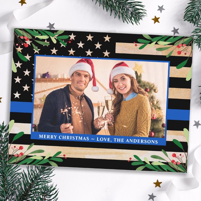  Budget Police Christmas Card Thin Blue Photo Flag (Creator Uploaded)