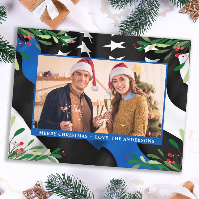 Budget Police Christmas Custom Photo Holiday Postcard (Creator Uploaded)