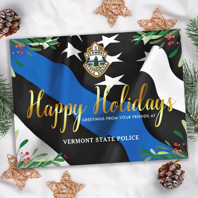 Budget Police Department Christmas Blue Flag Card (Creator Uploaded)