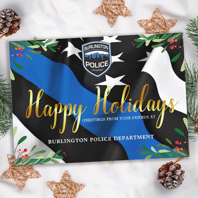 Budget Police Department Christmas Card Blue Flag (Creator Uploaded)