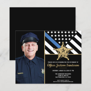 Budget Police Officer Photo Retirement Invitation
