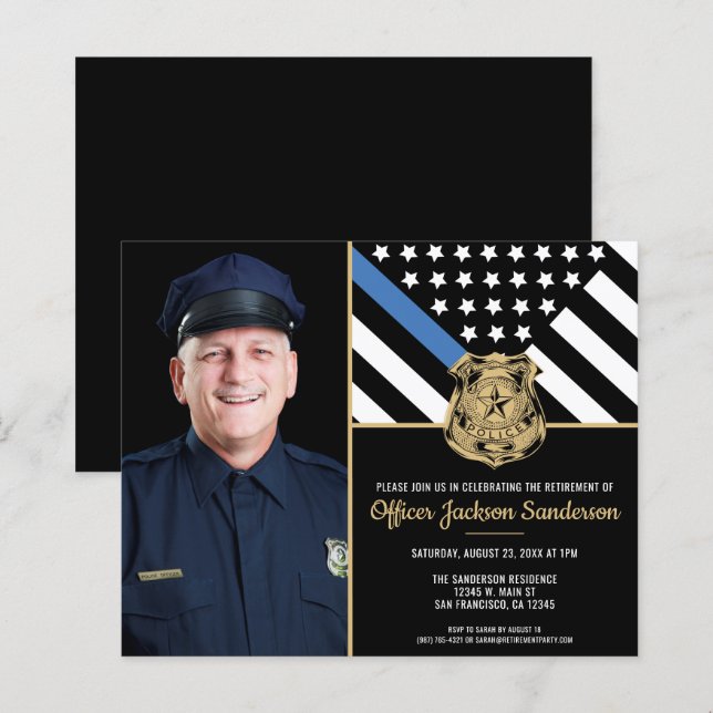 Budget Police Photo Retirement Invitation (Front/Back)