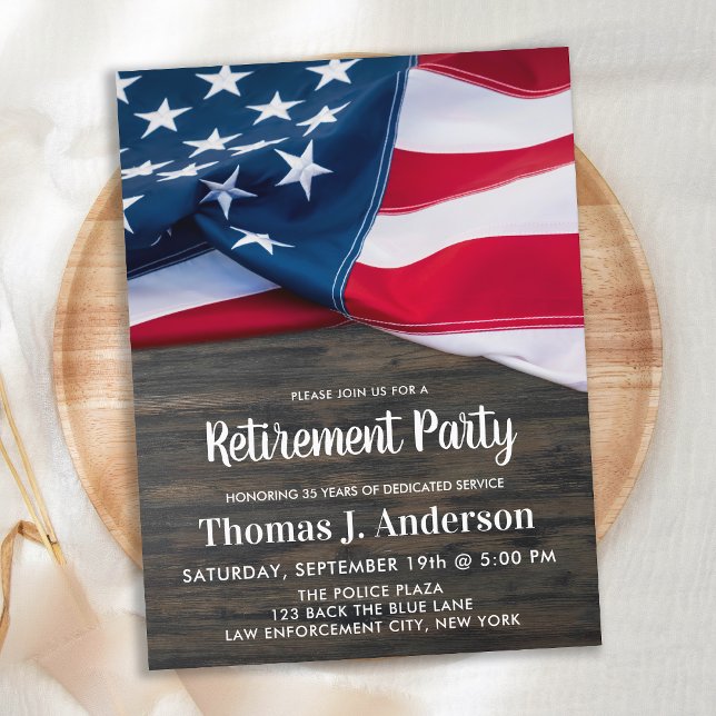 Budget Police Retirement Party American Flag Invit (Creator Uploaded)