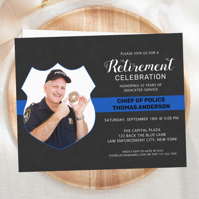 Budget Police Retirement Party Photo Invitation (Creator Uploaded)