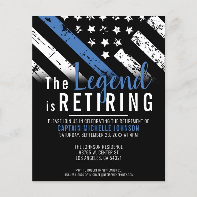 Budget Police Retirement Thin Blue Line Party (Front)