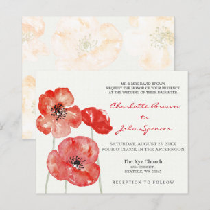 Budget Poppies Modern floral wedding invitations