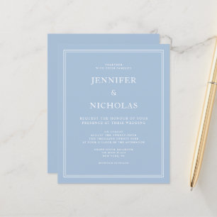 Budget Powder Blue Elegant Formal Wedding Invite
