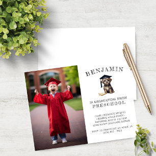 Budget Preschool Grad Invitation Scruffy Puppy
