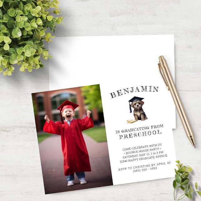 Budget Preschool Grad Invitation Scruffy Puppy   (Creator Uploaded)
